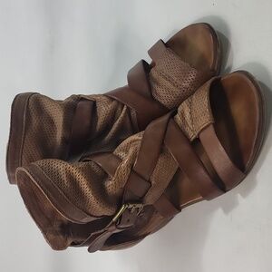 Miz Mooz Cassidy Leather Wrap Sandals 39 Taupe/Sand/Brown
